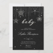 Glitter Sneeuwvlokken BW Genderneutraal Baby showe Kaart (Voorkant)