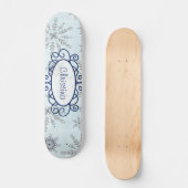 Glitter Sneeuwvlokken Old School Skateboard (Voorkant)