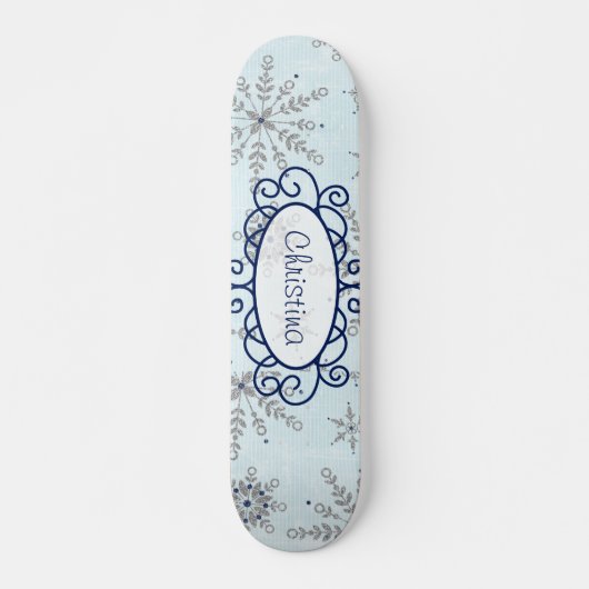 Glitter Sneeuwvlokken Old School Skateboard (Voorkant)