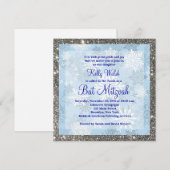 Glitter Sneeuwvlokken Winter Bat Mitzvah Uitnodigi Kaart (Voorkant / Achterkant)