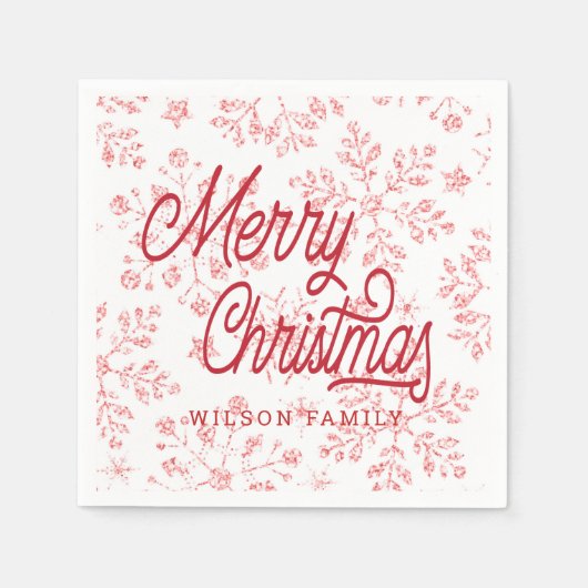  glitter snewflake kerst monogram servet (Voorkant)