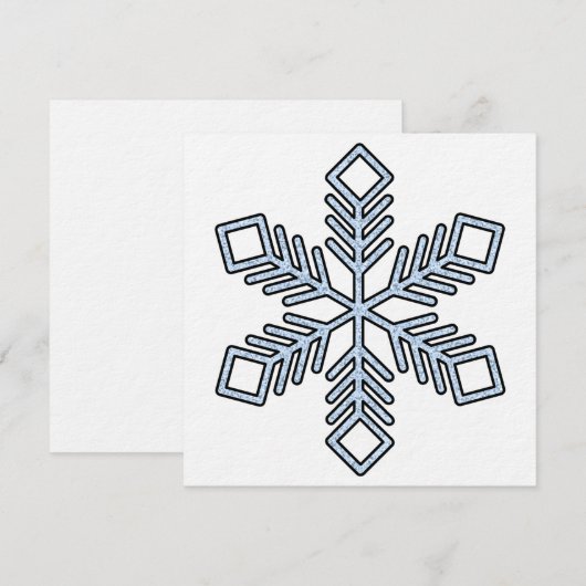 Glitter Snowflake - Baby Blue Branches Kaart (Voorkant / Achterkant)