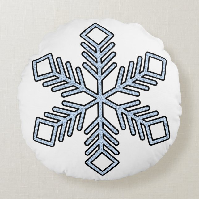 Glitter Snowflake - Baby Blue Branches Rond Kussen (Voorkant)
