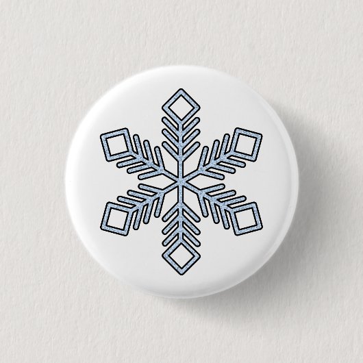 Glitter Snowflake - Baby Blue Branches Ronde Button 3,2 Cm (Voorkant)