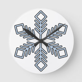 Glitter Snowflake - Baby Blue Branches Ronde Klok