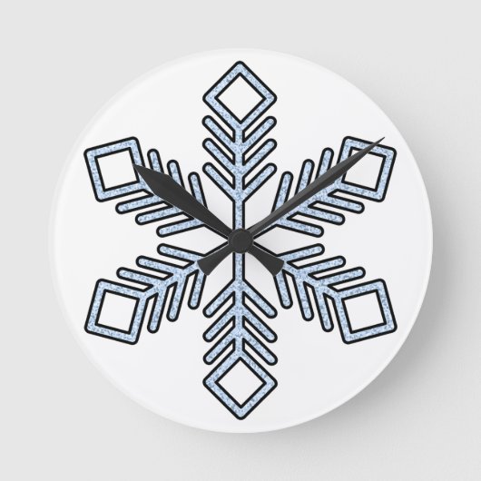 Glitter Snowflake - Baby Blue Branches Ronde Klok (Voorkant)