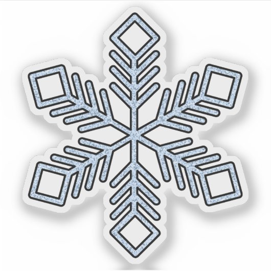 Glitter Snowflake - Baby Blue Branches Sticker (Voorkant)