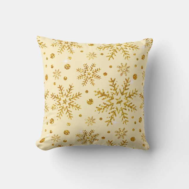 Glitter Snowflake Flurries KIEZEN ACHTERGRONDKLEUR Kussen (Voorkant)