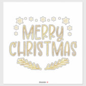 Glitter Snowflake Merry kerstboombladeren Sticker (Vel)