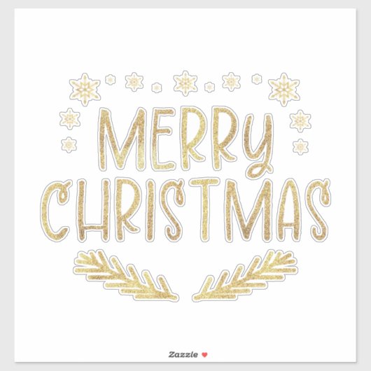Glitter Snowflake Merry kerstboombladeren Sticker (Vel)