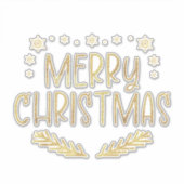 Glitter Snowflake Merry kerstboombladeren Sticker (Voorkant)