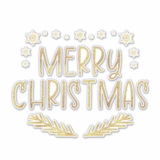 Glitter Snowflake Merry kerstboombladeren Sticker (Voorkant)