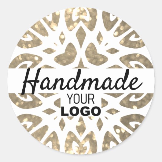 Glitter Snowflake Ornament Handgemaakte Logo Ronde Sticker (Voorkant)