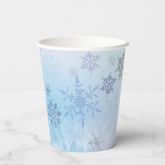 Glitter Snowflake Snowy Mountain Winter Papieren Bekers (Achterkant)
