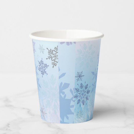 Glitter Snowflake Snowy Mountain Winter Papieren Bekers (Links)