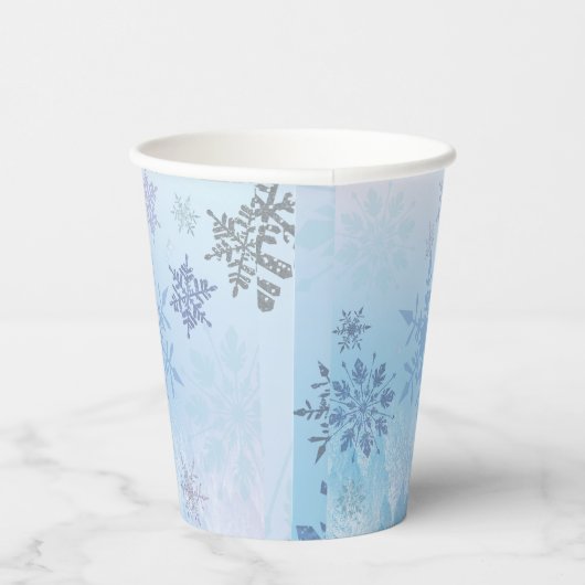 Glitter Snowflake Snowy Mountain Winter Papieren Bekers (Rechts)