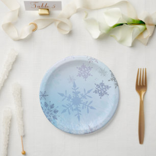 Glitter Snowflake Snowy Mountain Winter Papieren Bordje