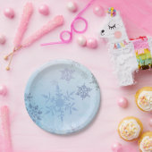 Glitter Snowflake Snowy Mountain Winter Papieren Bordje (Feest)