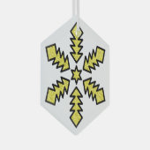 Glitter Snowflake - Yellow Star Glas Ornament (Voorkant Rechts)
