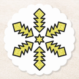 Glitter Snowflake - Yellow Star Kartonnen Onderzetters