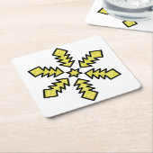 Glitter Snowflake - Yellow Star Kartonnen Onderzetters (Schuin)