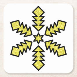 Glitter Snowflake - Yellow Star Kartonnen Onderzetters