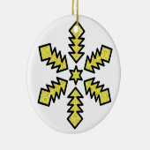 Glitter Snowflake - Yellow Star Keramisch Ornament (Rechts)