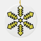 Glitter Snowflake - Yellow Star Keramisch Ornament (Achterkant)