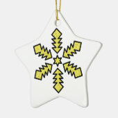 Glitter Snowflake - Yellow Star Keramisch Ornament (Links)