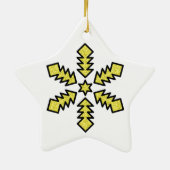 Glitter Snowflake - Yellow Star Keramisch Ornament (Achterkant)