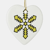 Glitter Snowflake - Yellow Star Keramisch Ornament (Rechts)