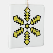 Glitter Snowflake - Yellow Star Keramisch Ornament (Rechts)