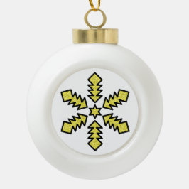 Glitter Snowflake - Yellow Star Keramische Bal Ornament