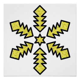 Glitter Snowflake - Yellow Star Perfect Poster