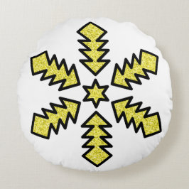 Glitter Snowflake - Yellow Star Rond Kussen