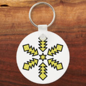 Glitter Snowflake - Yellow Star Sleutelhanger (Achterkant)