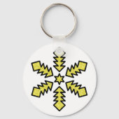 Glitter Snowflake - Yellow Star Sleutelhanger (Achterkant)
