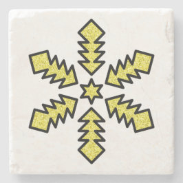 Glitter Snowflake - Yellow Star Stenen Onderzetter