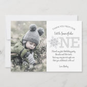 Glitter Snowflakes 1e verjaardag Hartelijk dank Kaart (Voorkant)