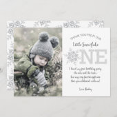 Glitter Snowflakes 1e verjaardag Hartelijk dank Kaart (Voorkant / Achterkant)