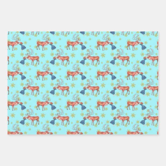 Glitter Snowflakes Gerda en het rendierpatroon Inpakpapier Vel (Voorkant 3)