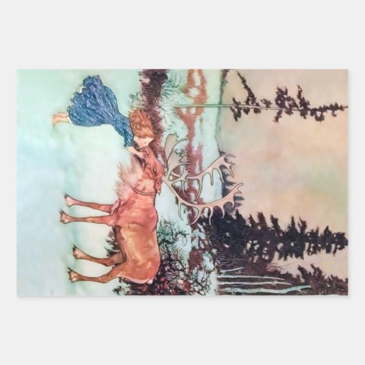 Glitter Snowflakes Gerda en het rendierpatroon Inpakpapier Vel (Voorkant)