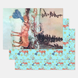 Glitter Snowflakes Gerda en het rendierpatroon Inpakpapier Vel