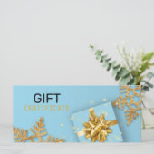 Glitter Snowflakes Gold Cadebox Blue Cadeaukaart (Staand voorkant)