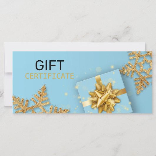 Glitter Snowflakes Gold Cadebox Blue Cadeaukaart (Voorkant)