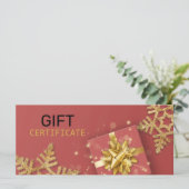 Glitter Snowflakes Gold Cadebox Red Cadeaukaart (Staand voorkant)