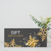 Glitter Snowflakes Gold Cadebox Zwarte Cadeaukaart (Staand voorkant)
