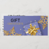 Glitter Snowflakes Gold Gift Bow Blue Cadeaukaart (Voorkant / Achterkant)