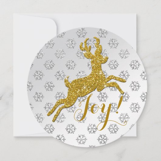 Glitter Snowflakes, goudglitter Deer Feestdagenkaart (Voorkant)