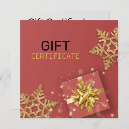 Glitter Snowflakes Red Cadeaukaart (Voorkant / Achterkant)